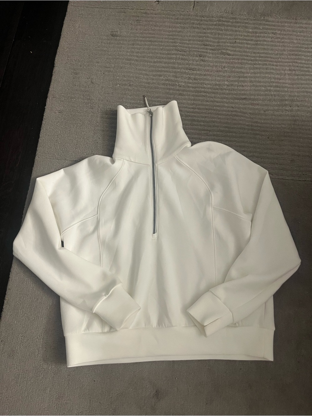 SPANX White Half-Zip Funnel Neck Pullover